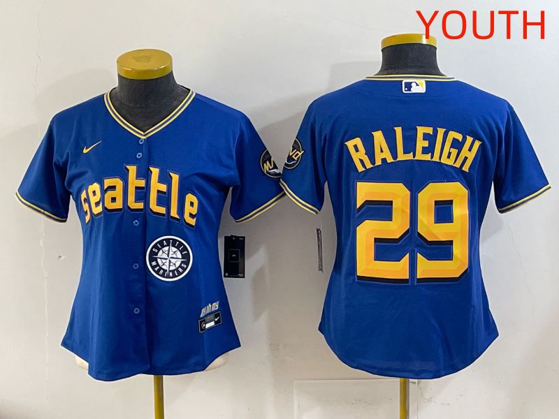 Youth 2025 Seattle Mariners #29 Raleigh Blue City Edition Nike MLB Jersey style 10